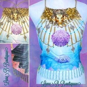 ⚡️🆕Gorgeous Boho Goddess Mind of Mantra Beaded Halter Top⚡️